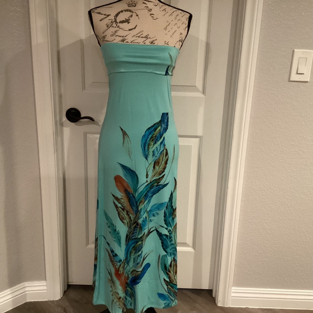 Casalee Women Sleeveless Floral Design Dress, Size Small, Color Green NWT